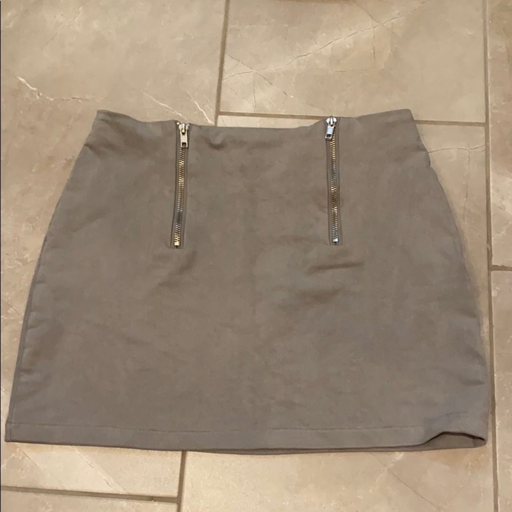 Grey Suede Skirt